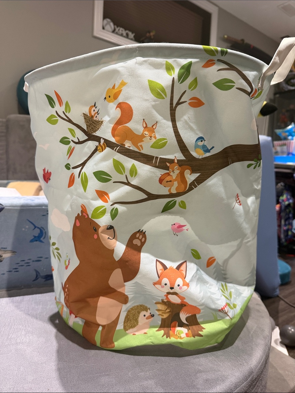Kids Woodland Animal Storage Bin - Light Blue